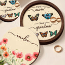 Gift For Grandma,Grandma - Grandkids,Gift For Grandparents,Gift For Mother - First Mom Now Grandma Watercolor Flower - Personalized 2-Layered Wooden Ring Dish