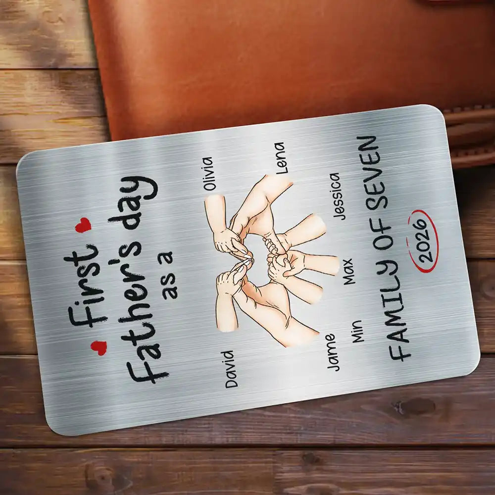 Gift For Father,Gift For Men,Happy,Vector - First Time Ever As A Family Of Three - Personalized Aluminum Wallet Card