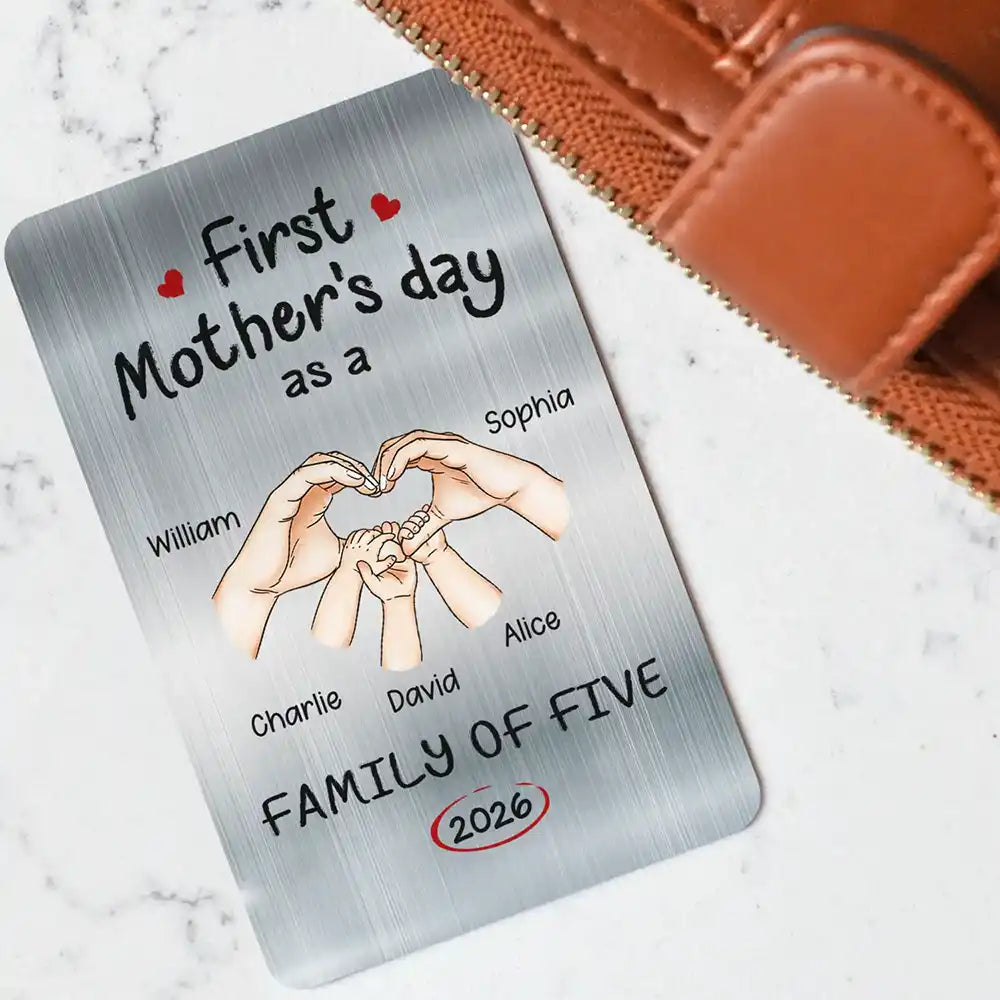 Gift For Father,Gift For Men,Happy,Vector - First Time Ever As A Family Of Three - Personalized Aluminum Wallet Card