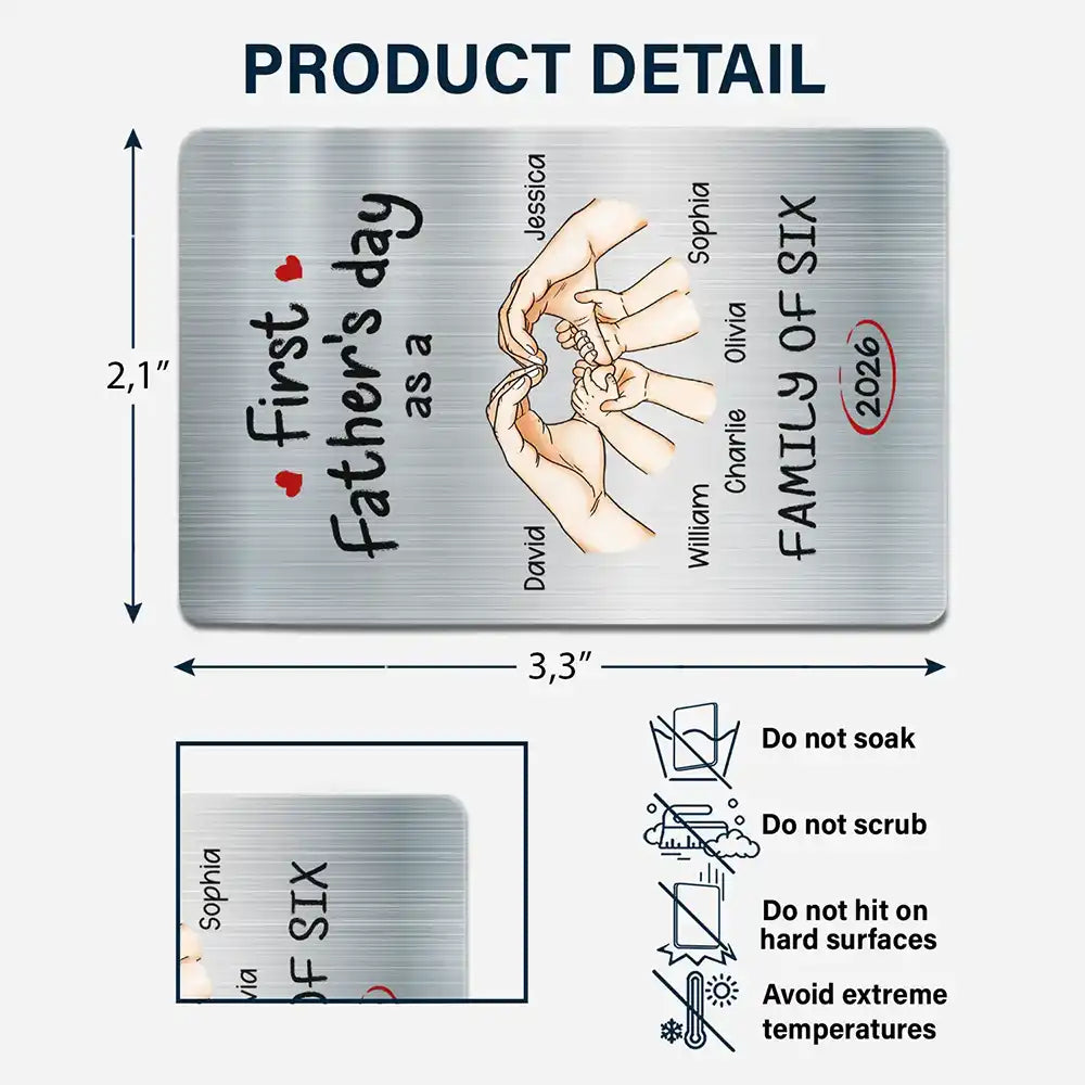 Gift For Father,Gift For Men,Happy,Vector - First Time Ever As A Family Of Three - Personalized Aluminum Wallet Card