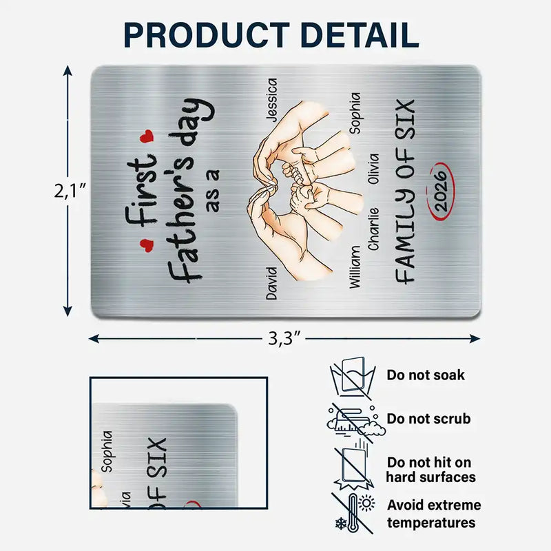 Gift For Father,Gift For Men,Happy,Vector - First Time Ever As A Family Of Three - Personalized Aluminum Wallet Card
