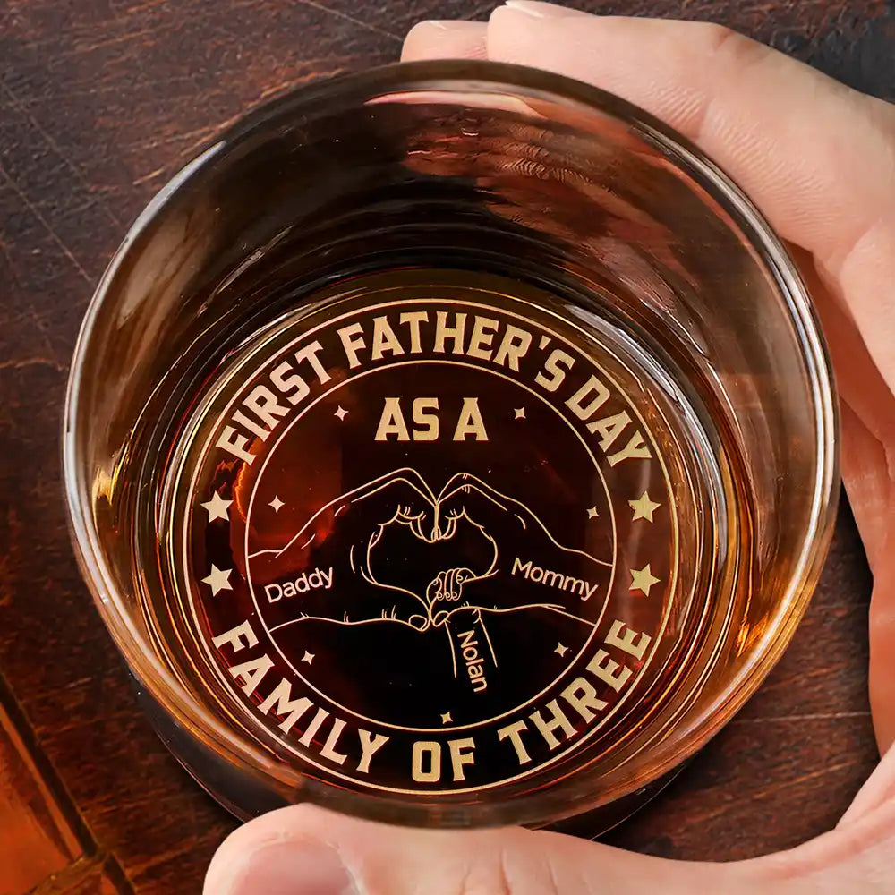 First Time Ever As A Family Of Three - Personalized Engraved Whiskey Glass