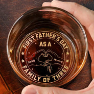 Gift For Father,Family,Gift For Mother,Non-Eng,Icon,Humorous - First Time Ever As A Family Of Three - Personalized Engraved Whiskey Glass