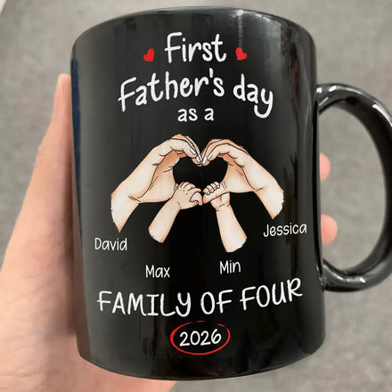 First Time Ever As A Family Of Three - Personalized Mug