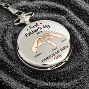 Gift For Father,Gift For Men,Happy,Vector - First Time Ever As A Family Of Three - Personalized Pocket Watch