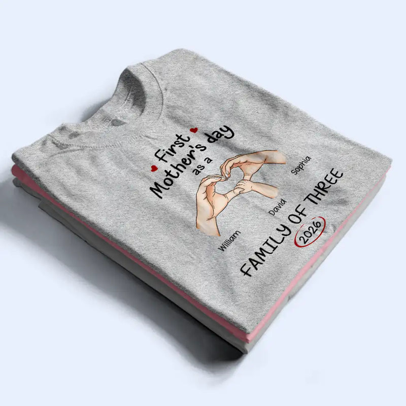 Gift For Mother,Gift For Father,Gift For Kids,Gift For Men,Gift For Women,Happy,Family,Non-Eng,Vector - First Time Ever As A Family Of Three - Personalized T Shirt