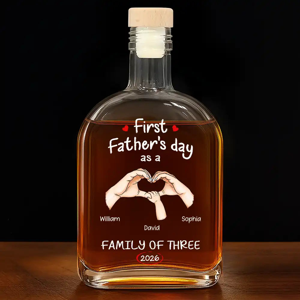 First Time Ever As A Family Of Three - Personalized Whiskey Bottle