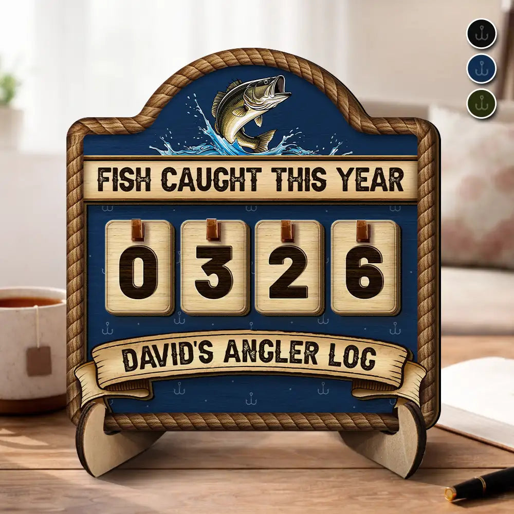 Fish Caught This Year - Personalized 2-Layered Wooden Tracker Sign