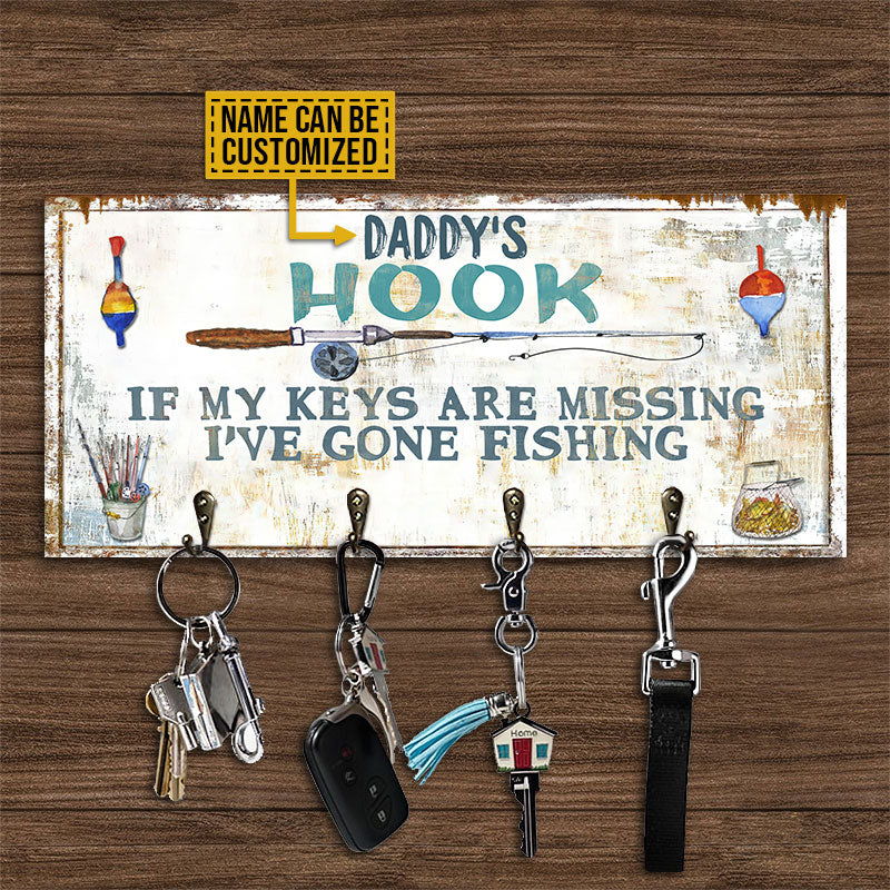 Fishing I've Gone Fishing Personalized Custom Wood Key Holder