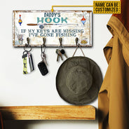 Fishing I've Gone Fishing Personalized Custom Wood Key Holder