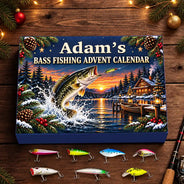 Christmas, Custom Text, Fishing, Happy - Fishing Gift For Husband And Son, Daughter - Personalized Custom Name Christmas Countdown Box Advent Calendar