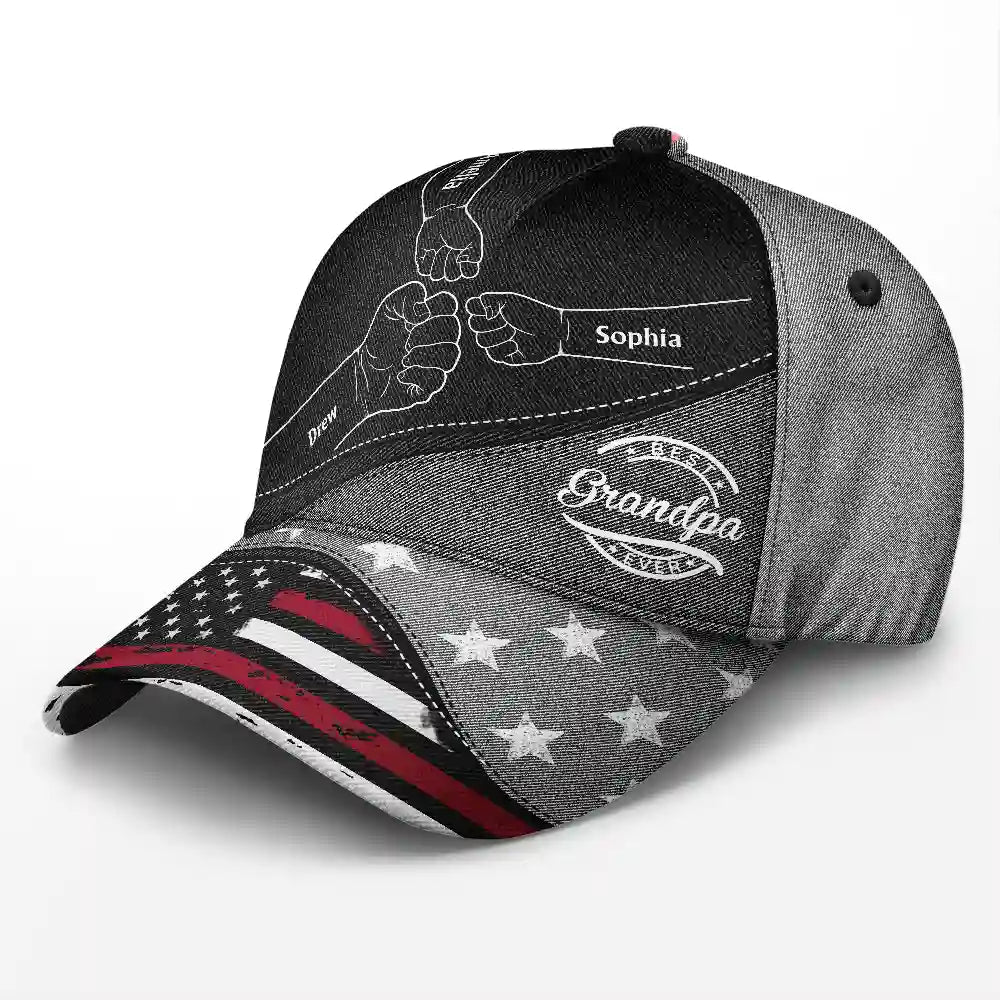 Gift For Husband,Gift For Father,Happy,Gift For Grandpa,Gift For Men - Fist Bump Best Dad Ever Papa Flag - Personalized Classic Cap 