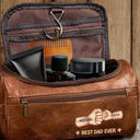 Gift For Yourself, Gift For Men, Grandpa - Grandkids, Gift For Grandpa, Gift For Father, Dad - Children, Dad - Sons, Dad - Daughters (Young), Dad - Daughters (Adult), Love - Fist Bump Best Dad Grandpa Papa Ever - Personalized Leather Toiletry Bag