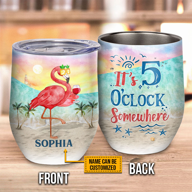 Flamingo 5 O'Clock Custom Wine Tumbler
