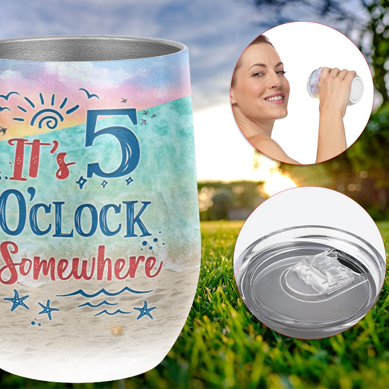 Flamingo 5 O'Clock Custom Wine Tumbler