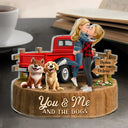 Gift For Couples,Old Couples,Gift For Husband,Gift For Wife,Gift For Boyfriend,Gift For Girlfriend,LGBT,Pet Lovers,Pet Couple,Dog Lovers,Dog Couple,Love - Flannel Couple You & Me And The Dogs - Personalized Custom Shaped Acrylic Plaque