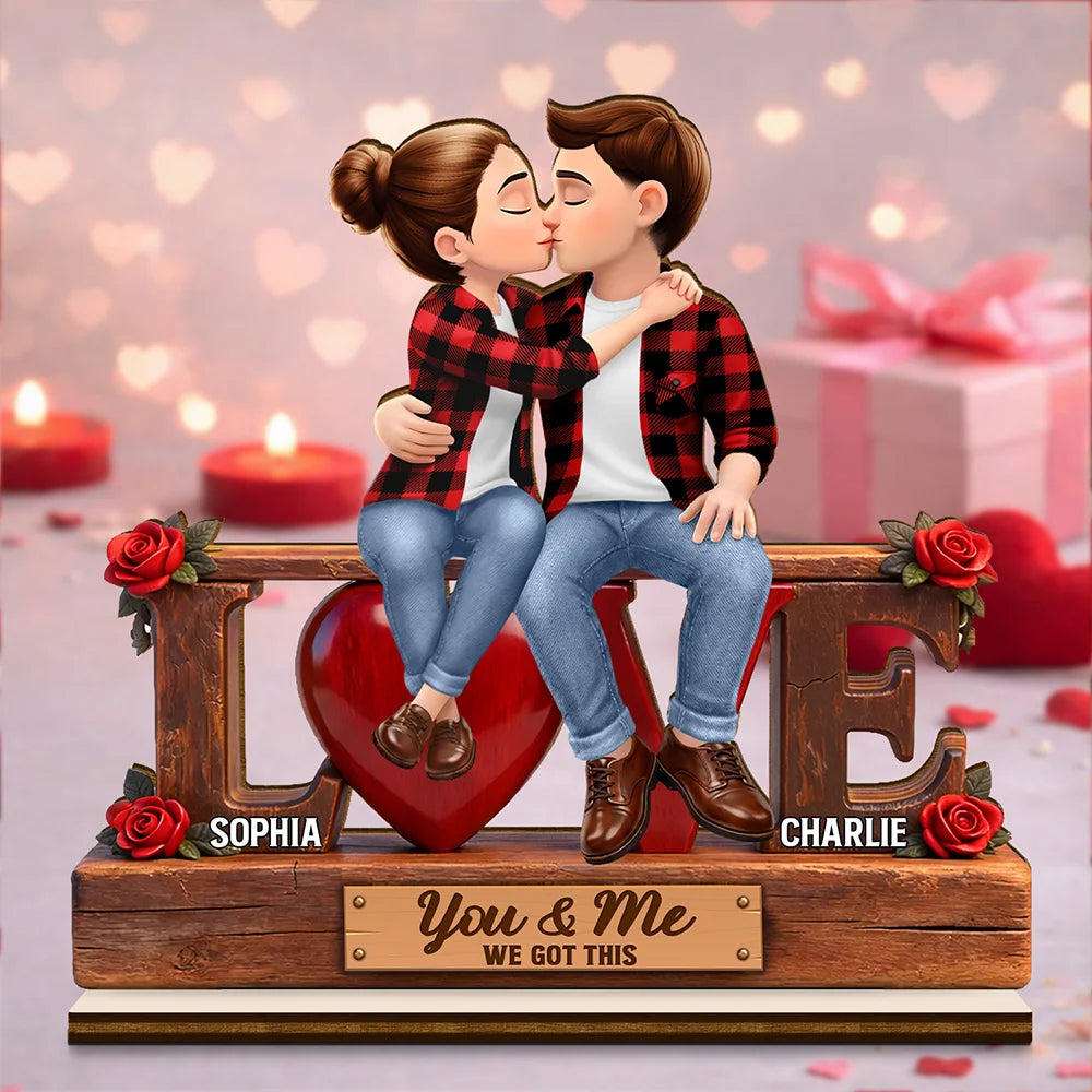 Flannel Couple You & Me We Got This - Personalized Custom Shaped 2-Layered Acrylic Wooden Plaque