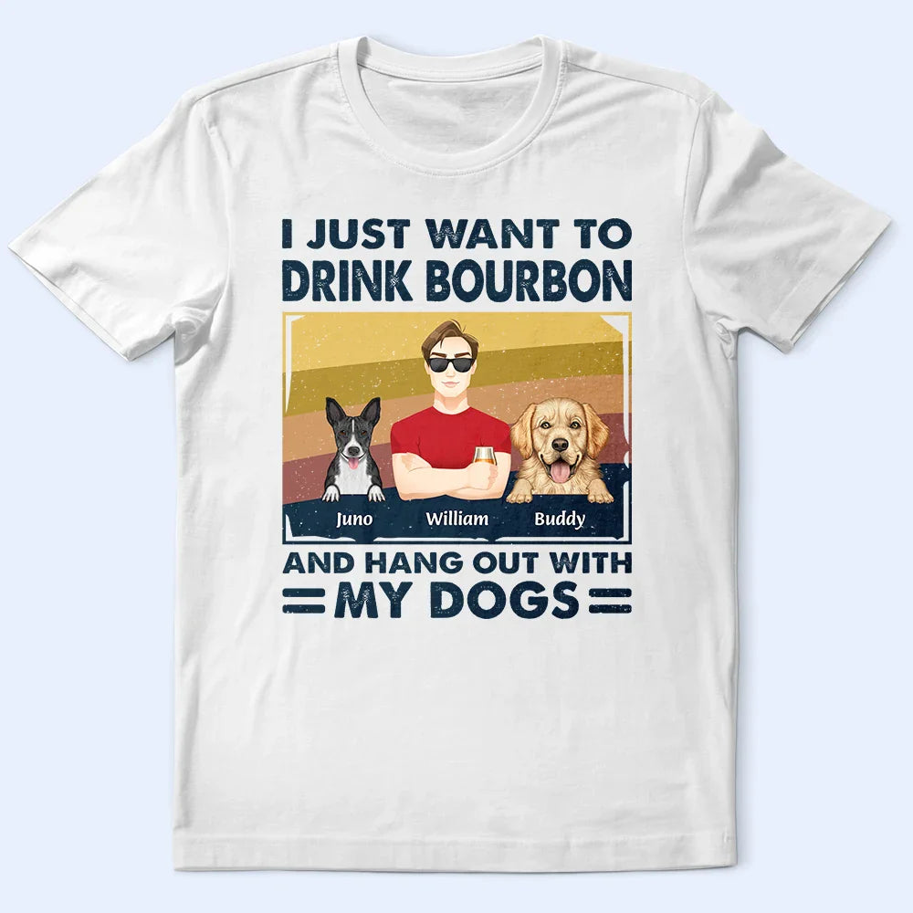 Flat Art I Like Beer & Hang Out With My Dogs - Personalized T Shirt