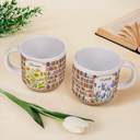 Christmas,Cozy,Reading,Gift For Yourself,Icon - Floral Bookself Reading Mug - Personalized Pottery Mug