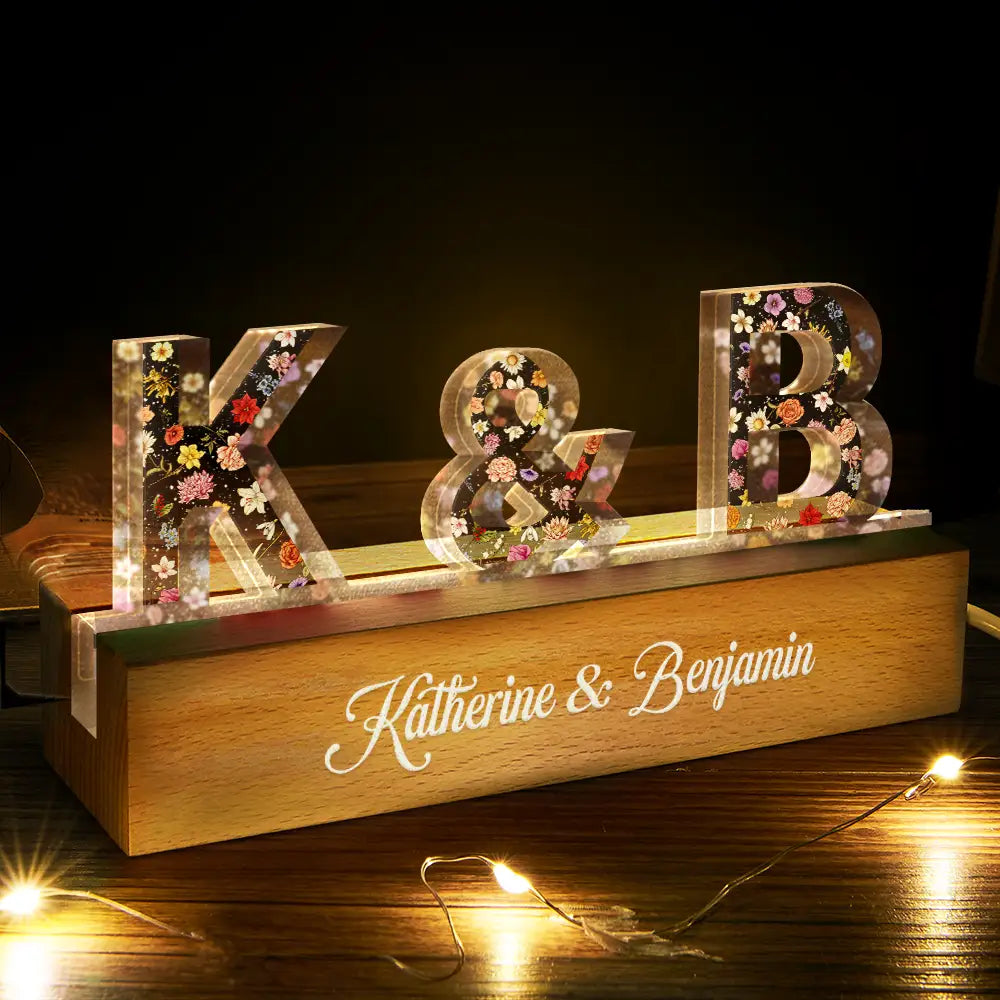 Gift For Mother,Gift For Grandma,Gift For Bestie,Family - Floral Letter Mom Dad Family Love - Personalized Custom Shaped LED Light
