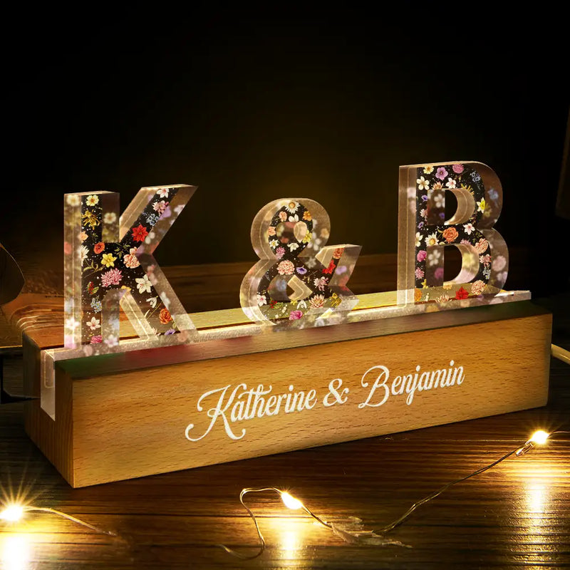Gift For Mother,Gift For Grandma,Gift For Bestie,Family - Floral Letter Mom Dad Family Love - Personalized Custom Shaped LED Light
