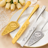 Romantic, Gift For Couples, Wedding, Custom Text - Floral Pattern Couple Wedding - Personalized Cake Cutting Set