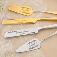 Romantic, Gift For Couples, Wedding, Custom Text - Floral Pattern Couple Wedding - Personalized Cake Cutting Set