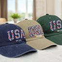 Independence Day,America 250th,Gift For Yourself,Happy,No Custom,Gift For Women,Gift For Men - Floral USA - Vintage Washed Denim Cap