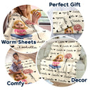 Gift For Kids,Gift For Grandkids,Happy - Flower Birth Month & Name Cute 3D Version - Personalized Fleece Blanket, Sherpa Blanket