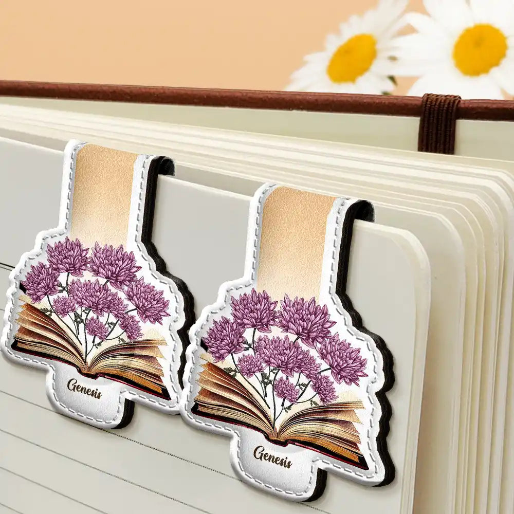 Gift For Yourself, Reading - Flowers Growing From Book - Personalized Custom Shaped Leather Magnetic Bookmark