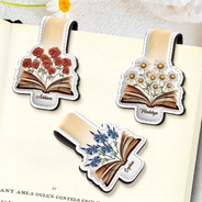 Gift For Yourself, Reading - Flowers Growing From Book - Personalized Custom Shaped Leather Magnetic Bookmark