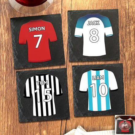 Football Shirt Dad Grandpa Kid - Personalized Slate Coaster