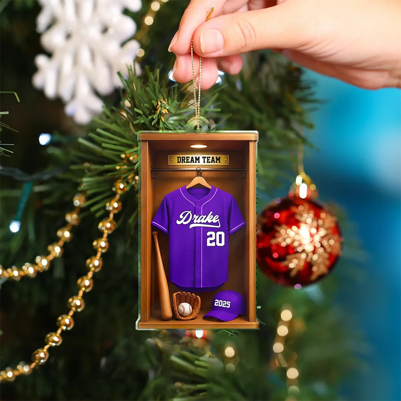 Football,Happy - Football Soccer Locker 3D Effect - Personalized Custom Shaped Acrylic Ornament