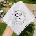 Sentimental,Gift For Children,Gift For Daughter,Wedding,Icon,Custom Text - Birth Flower Toile Blue Wedding Bridal To Daughter Granddaughter - Personalized Handkerchief