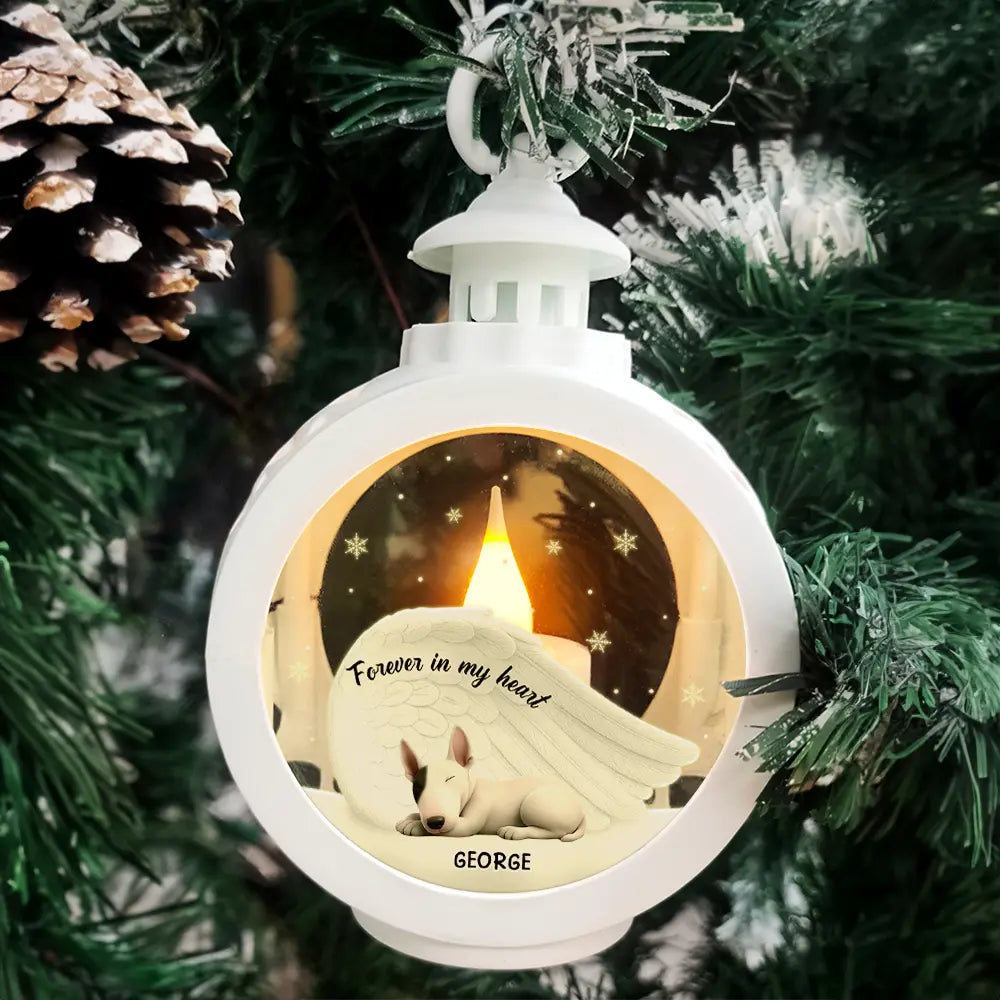 Sad,Christmas,Memorial,Dog Lovers - Forever In My Heart - Personalized Candlelight Lantern Ornament