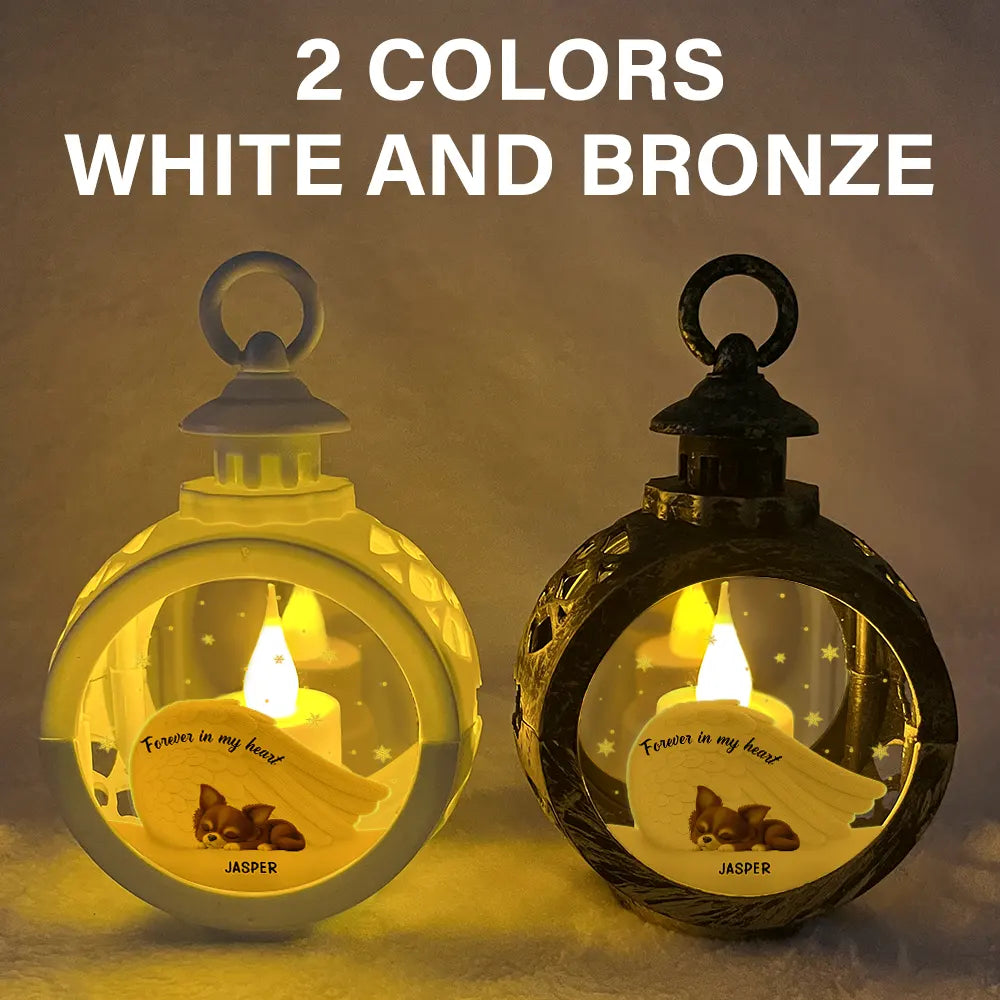 Sad,Christmas,Memorial,Dog Lovers - Forever In My Heart - Personalized Candlelight Lantern Ornament