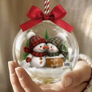 Christmas,Gift For Couples,Gift For Wife,Gift For Husband,Gift For Boyfriend,Gift For Girlfriend,Love - Forever Love Couple Snowman - Personalized 3D Acrylic Ball Ornament