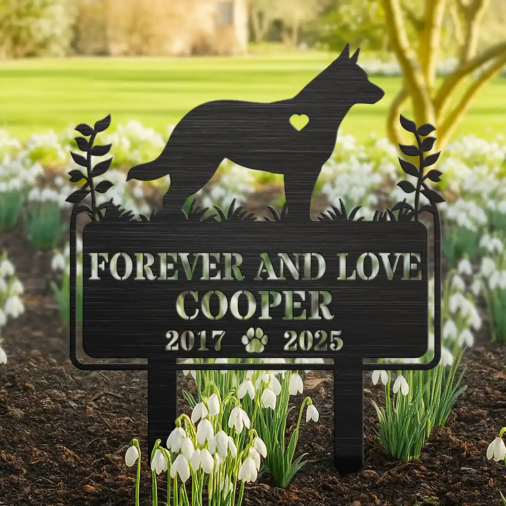 Forever Loved Dog Memorial - Personalized Metal Garden Stake