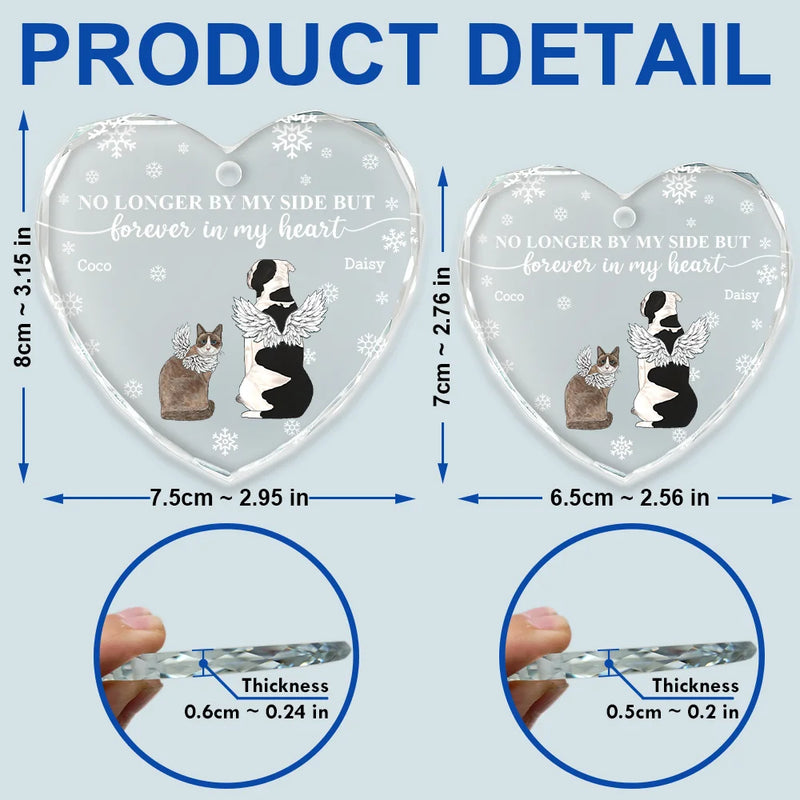 Pet Lovers,Cat Lovers,Dog Lovers,Sad,Memorial - Forever Loved Memorial Dog Cat - Personalized Heart Shaped Glass Ornament