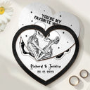 Gift For Husband,Gift For Wife,Gift For Boyfriend,Gift For Girlfriend,Custom Photo,Love,Gift For Couples - Forever & Always Skeleton Couple - Personalized 2-Layered Wooden Ring Dish