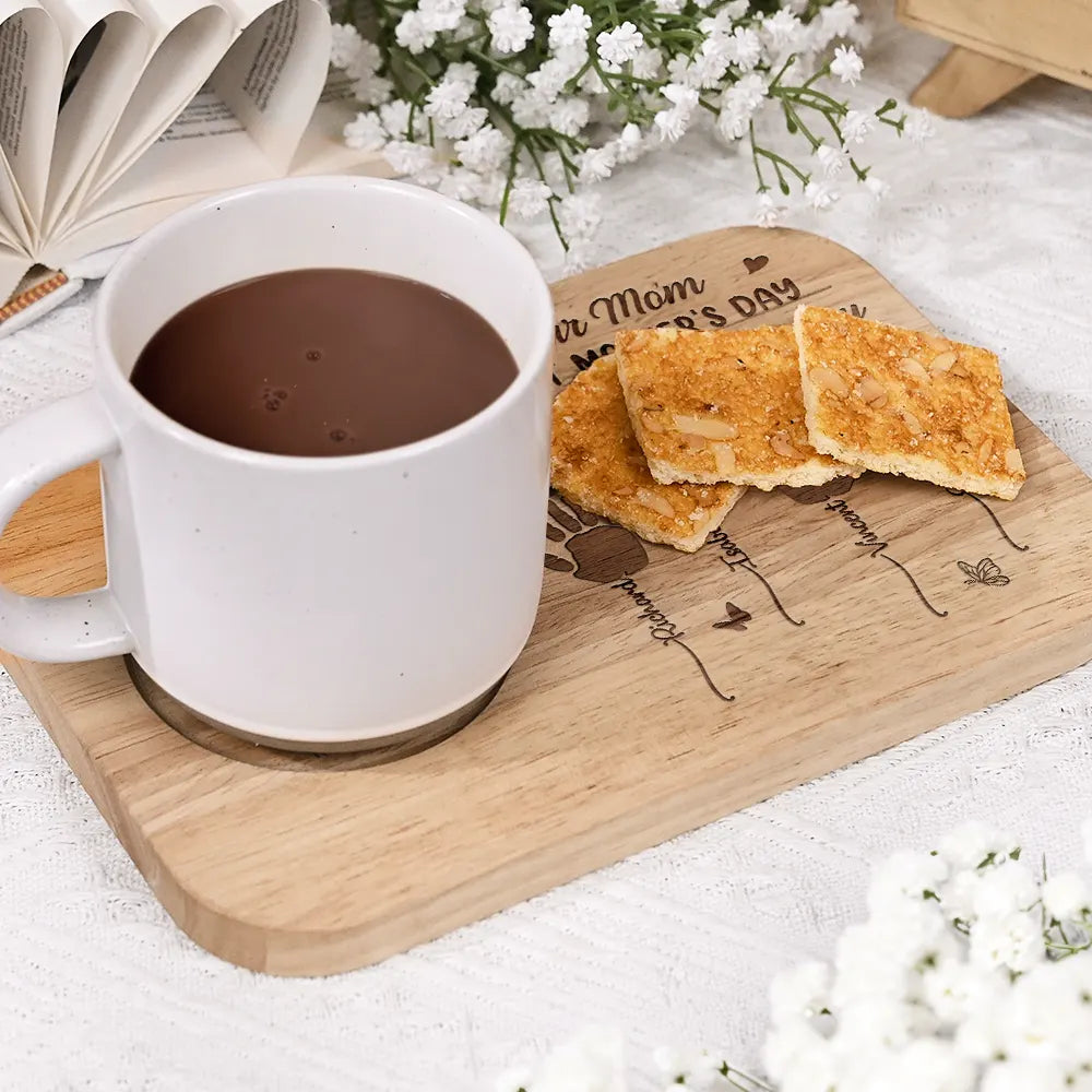 Gift For Grandma,Gift For Grandparents,Gift For Grandpa,Gift For Mother,Love - Forget Mother's Day We Love You Everyday - Personalized Serving Board With Cup Holder