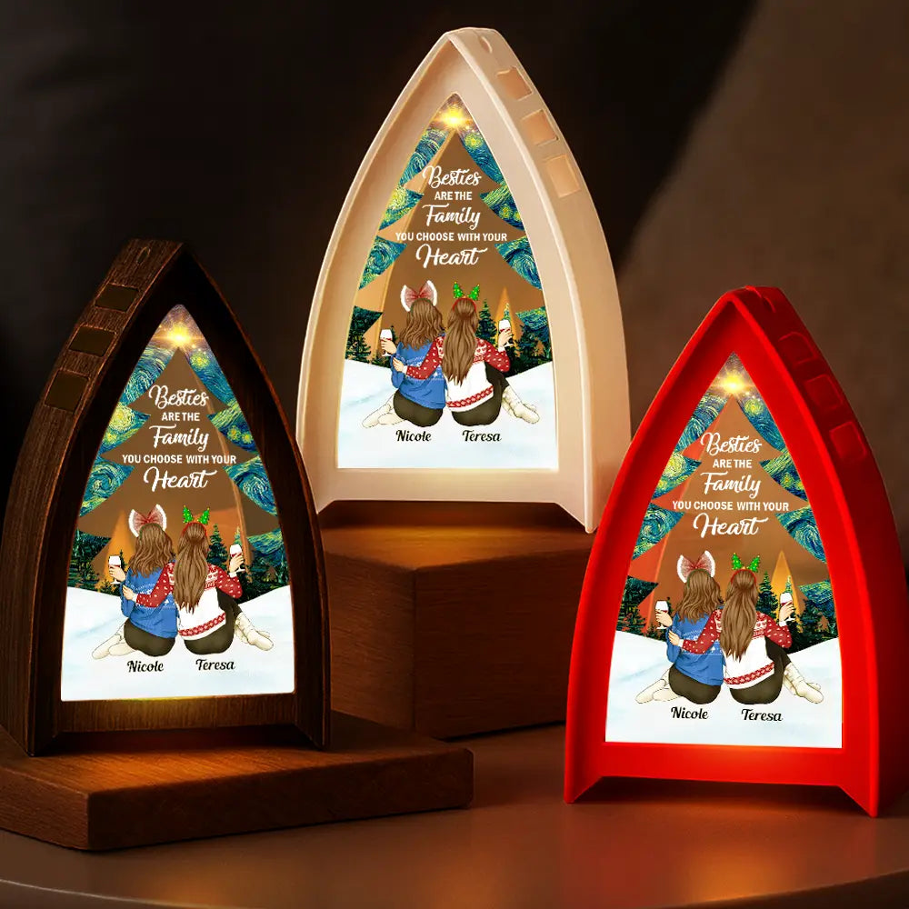 Gift For Bestie,Christmas,Happy - Friends Are The Family You Choose - Personalized Tabletop Lantern Light