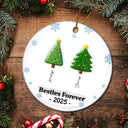 Christmas,Gift For Bestie,Gift For Sisters,Gift For Brothers,Gift For Sibling,Happy,Cousin,Family,Top Market - Friends Forever Christmas Tree 3D Inflated - Personalized Circle Ceramic Ornament