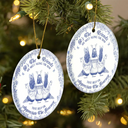 Gift For Women, Gift For Bestie, Christmas, Happy - Friends We Meet Along The Way Toile De Jouy Besties - Personalized Circle Ceramic Ornament