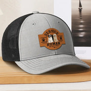 Dog Dad,Dog Mom,Dog Lovers,Funny - Fun 3D Effect Dog Service Human Do Not Pet - Personalized Leather Patch Hat