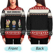 Family,Gift For Couples,Parents,Happy,Christmas - Fun Family Couple Pixel Art - Personalized Unisex Ugly Sweater