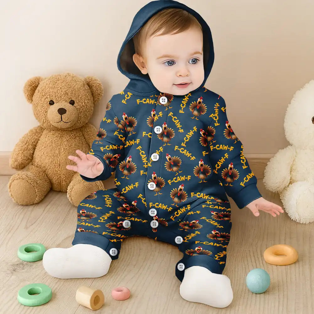 Gift For Yourself, Gift For Bestie, Gifts For Colleagues, Funny - Funny Chicken Bird F Caw F - Personalized Overall Onesie Hooded Jumpsuit