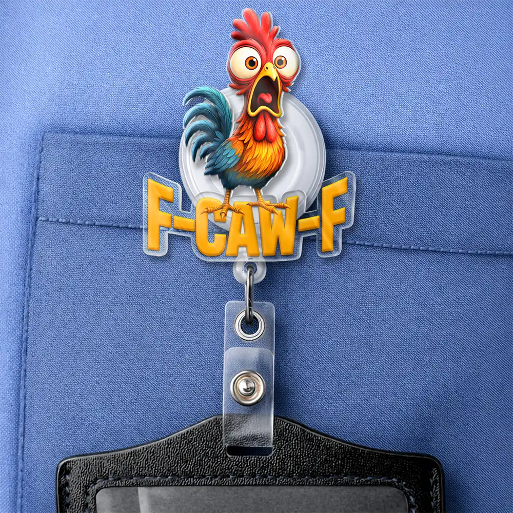 Funny Chicken F-Caw-F - Personalized Badge Reel