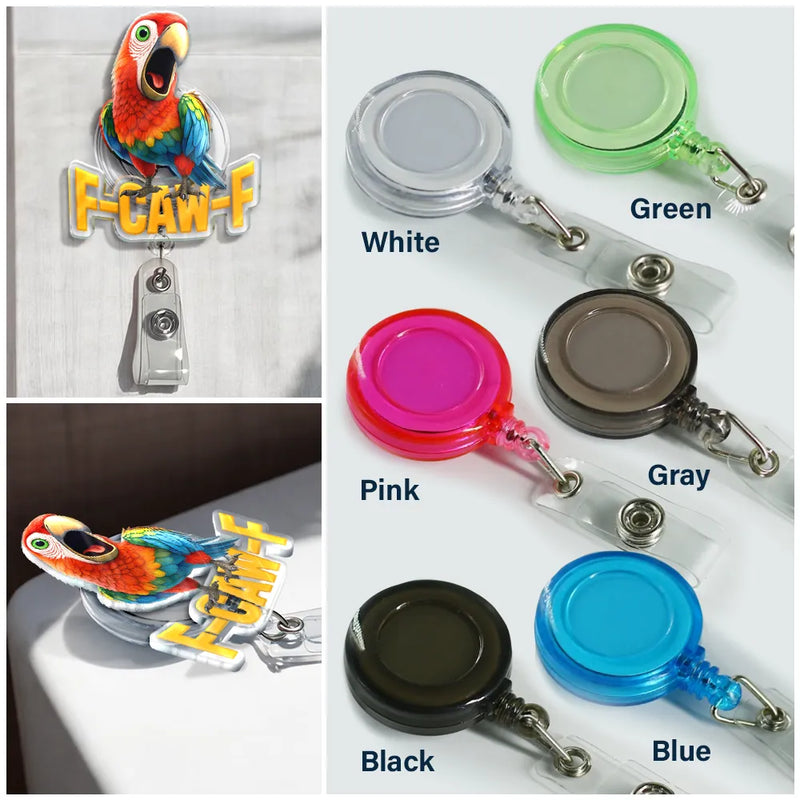 Nurse, Teacher, Funny, Gift For Yourself - Funny Chicken F-Caw-F - Personalized Badge Reel