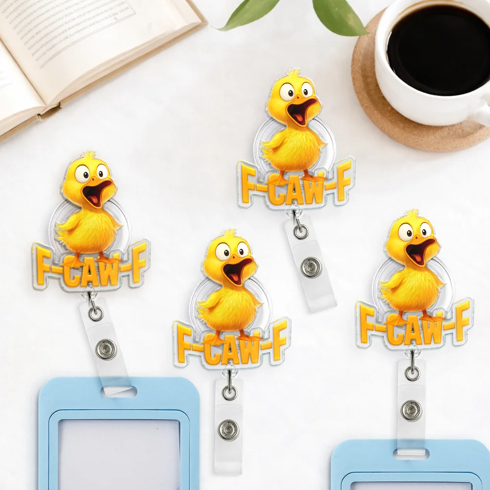 Nurse, Teacher, Funny, Gift For Yourself - Funny Chicken F-Caw-F - Personalized Badge Reel